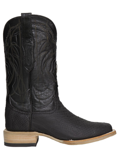 El General Men's Exotic Python Rodeo Boots - Black 45089