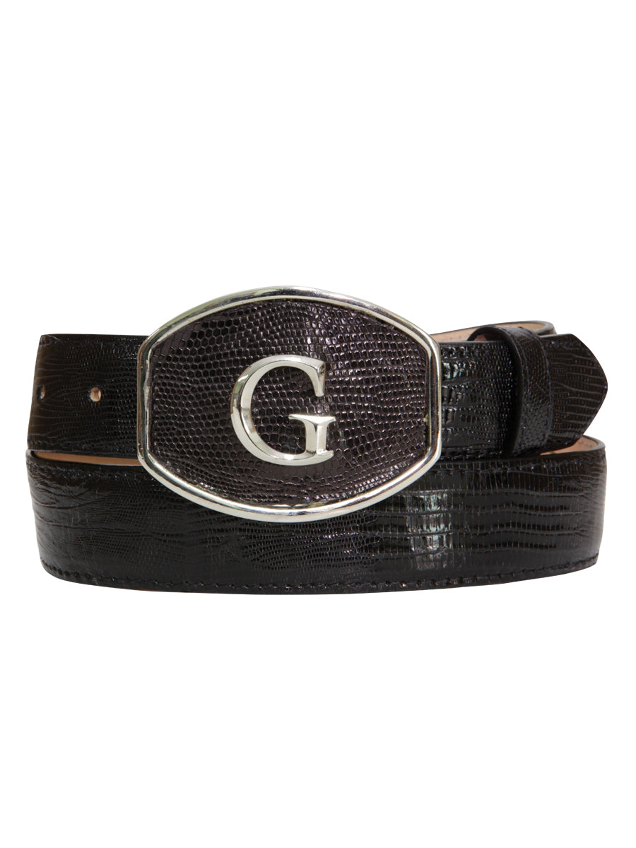 Cinturón vaquero de piel de lagarto exótico El General - Negro 45299
