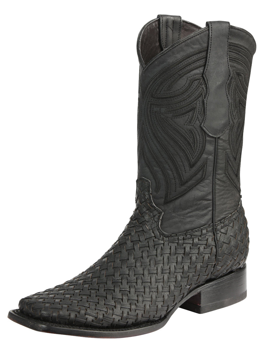 El General Men’s Leather Rodeo Boots Petatillo - Black 45400