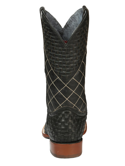 Botas de rodeo El General para hombre, de piel Petatillo, color negro 45438