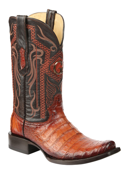El General Men's Exotic Caiman Belly Cowboy Boots - Cognac  45520