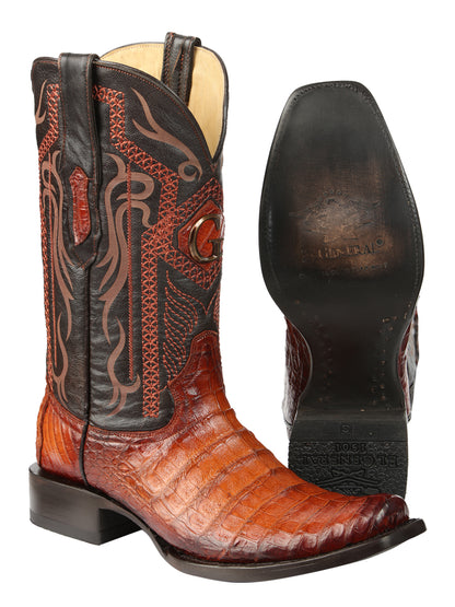 El General Men's Exotic Caiman Belly Cowboy Boots - Cognac  45520
