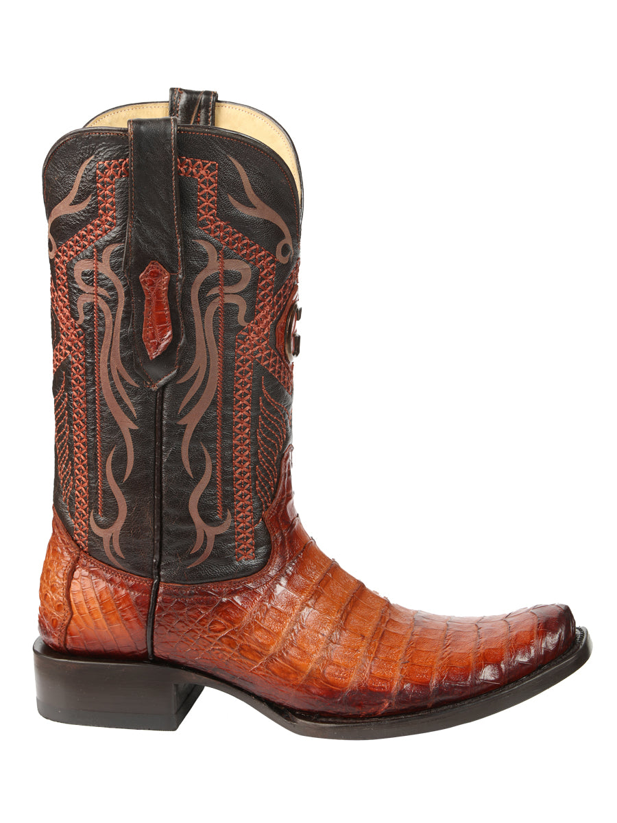 El General Men's Exotic Caiman Belly Cowboy Boots - Cognac  45520