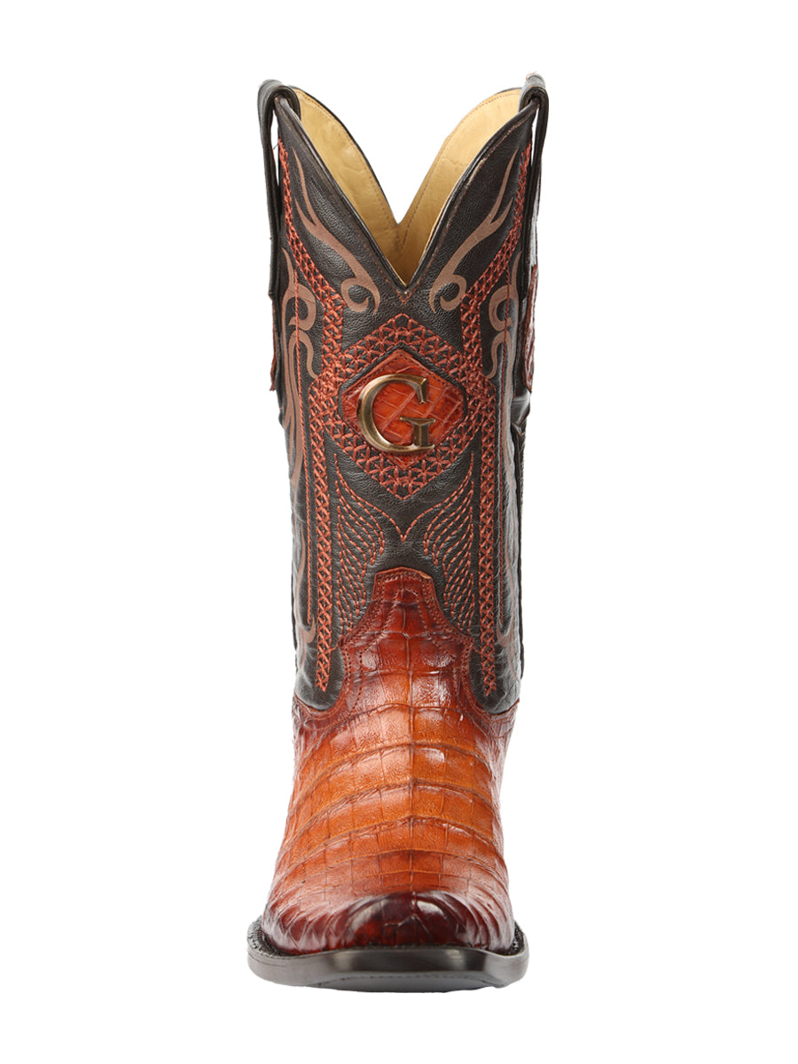 El General Men's Exotic Caiman Belly Cowboy Boots - Cognac  45520