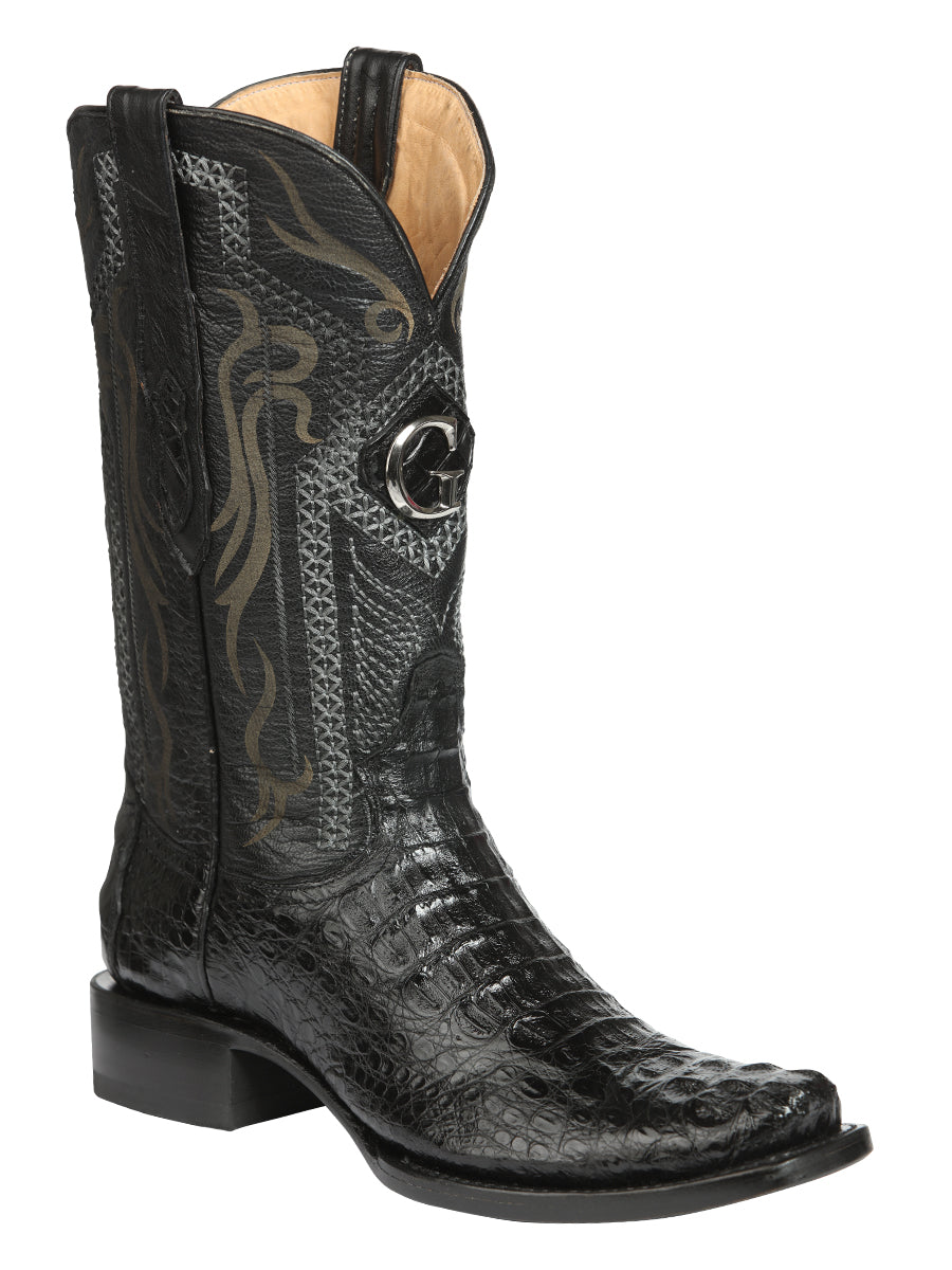 El General Men's Exotic Caiman Nuca Cowboy Boots - Black 45521