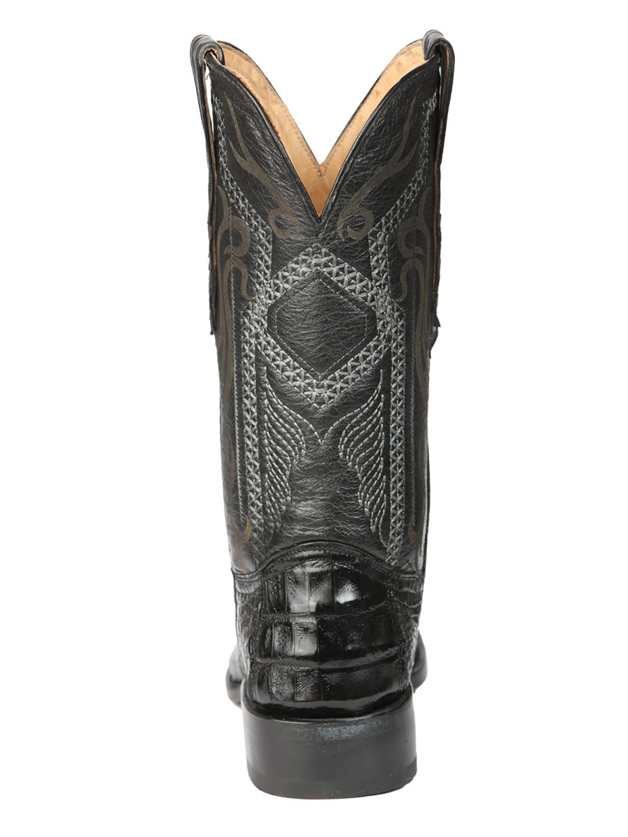 El General Men's Exotic Caiman Nuca Cowboy Boots - Black 45521