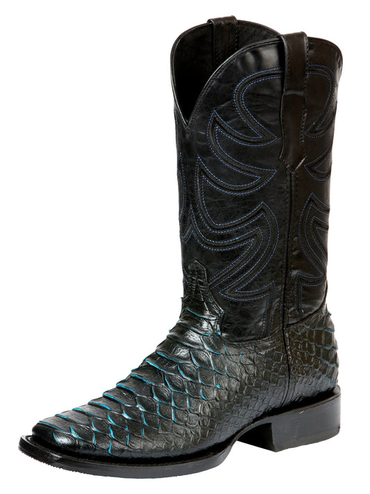 El General Men’s Rodeo Boot Imitation Python - Black/Blue 45564