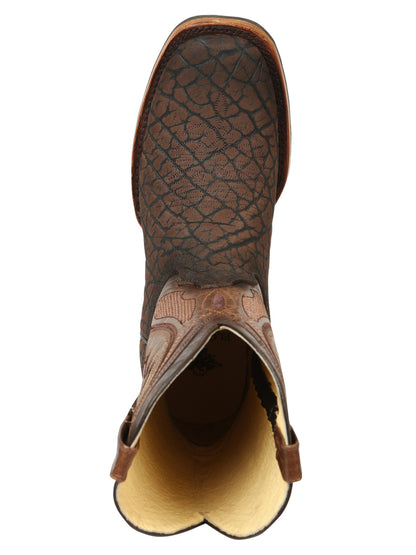 Bota de rodeo El General para hombre - Cuello de toro imitación marrón 45668