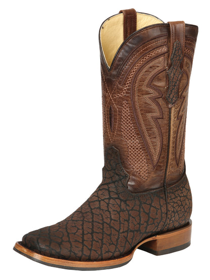 Bota de rodeo El General para hombre - Cuello de toro imitación marrón 45668