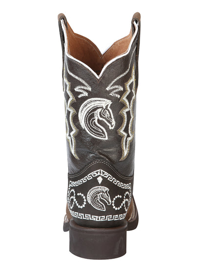 Bota de Rodeo El General - Nobuck Marrón Oscuro con Bordado 51117