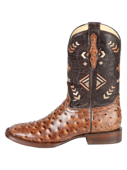 Bota de rodeo El General - Estampado de avestruz Shedron 51239