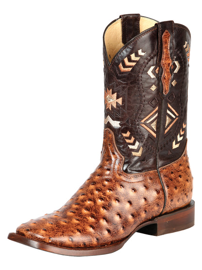 Bota de rodeo El General - Estampado de avestruz Shedron 51239