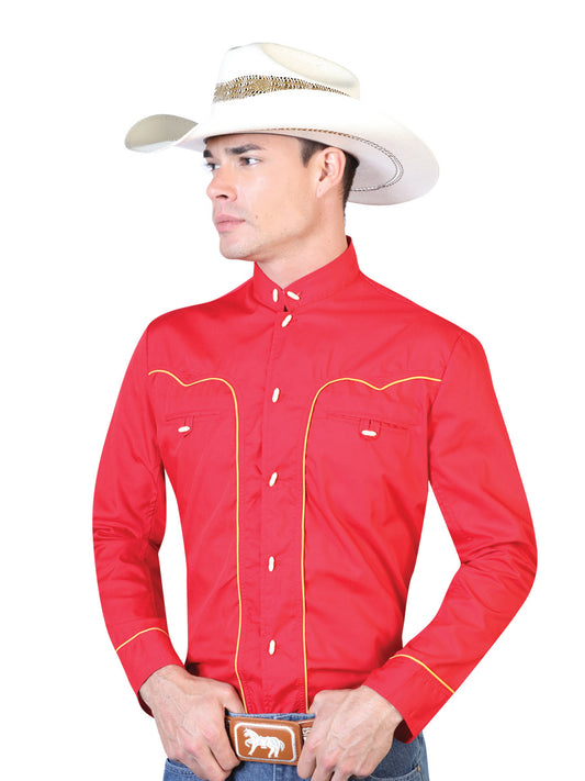 Camisa Charro Roja Manga Larga 124864