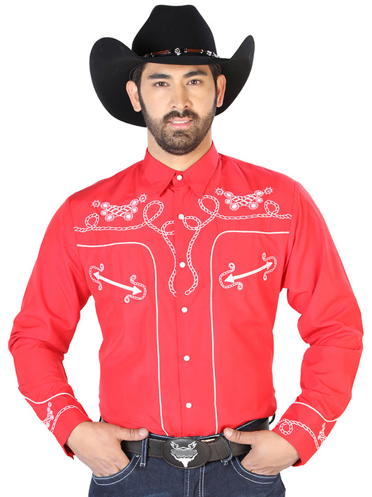 Camisa Bordada El Señor de los Cielos Rojo/Blanco 126719