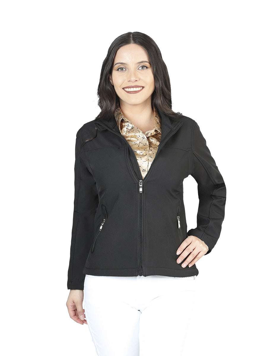 Chaqueta con cremallera para mujer negra 127081