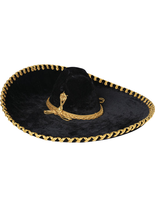 Adult 
Mexican Charro Hat Velvet Black/Gold 600601