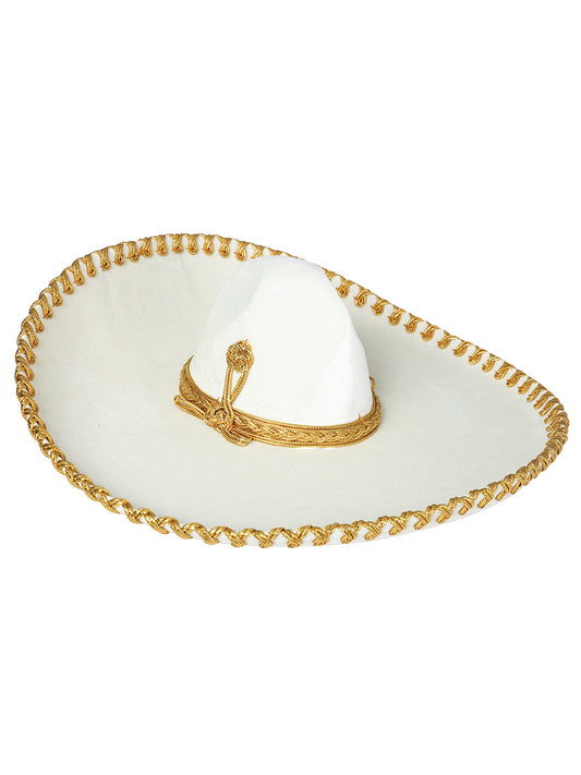 Adult 
Mexican Charro Hat Velvet Ivory/Gold 600700