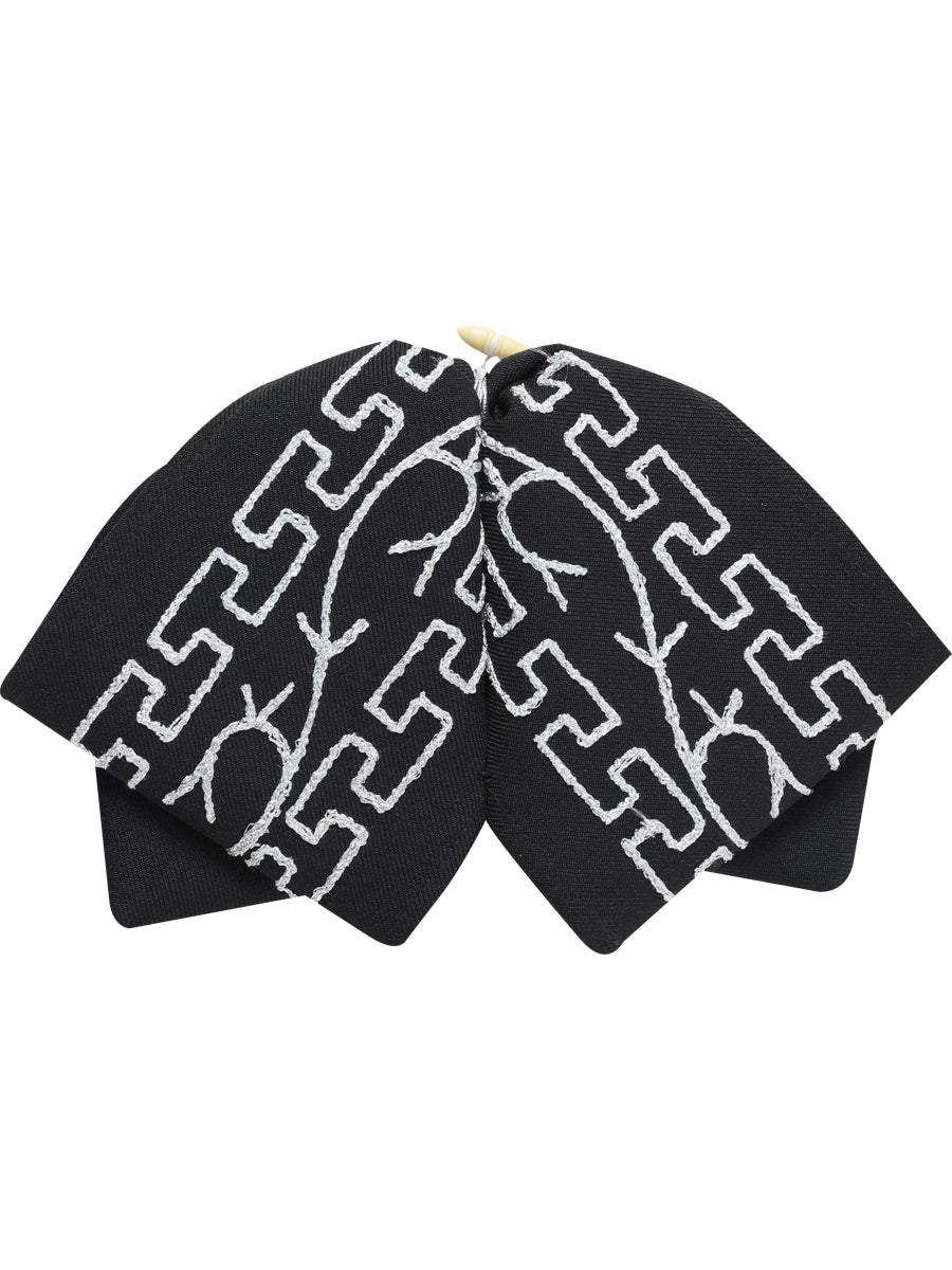 Adult 
Mexican Charro Bow Tie 100% Polyester Black/Silver  601114