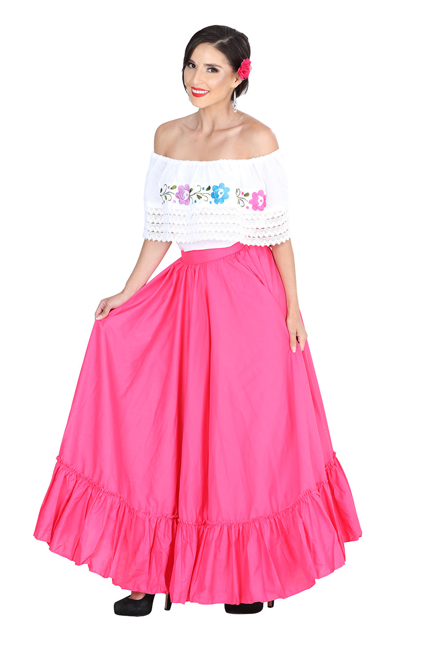 Falda de Baile Doble Vuelo 100% Algodón Rosa 601314