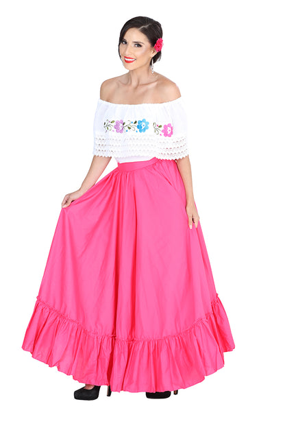 Falda de Baile Doble Vuelo 100% Algodón Rosa 601314