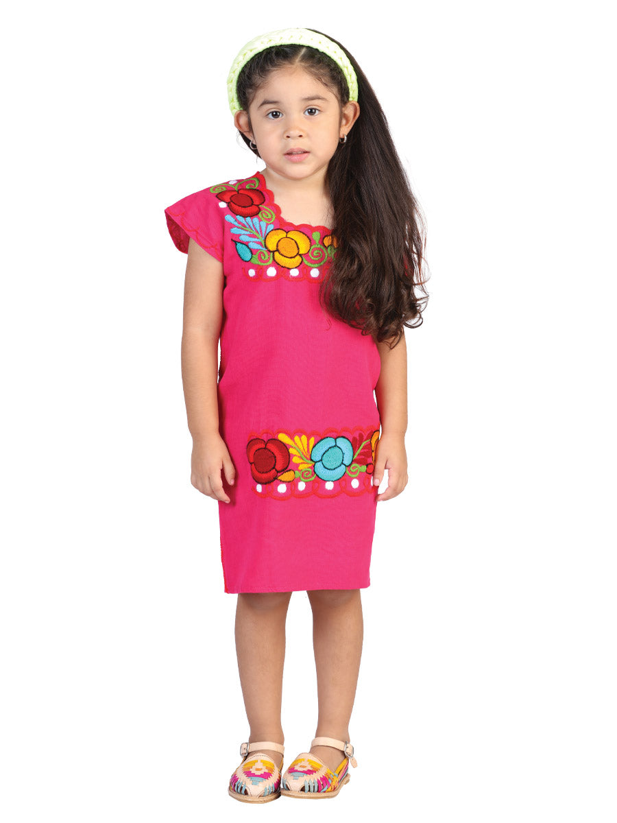 Vestido Bordado Artesanal 50% Algodón, 50% Poliéster Rosa 601661