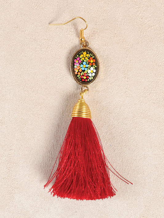 Pendientes artesanales pintados a mano Rojo 602170