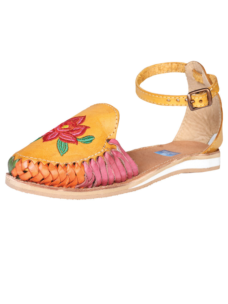 Sandalias Artesanales Mexicanas de Piel Mostaza 602363