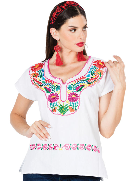 Blusa Bordada Artesanal 100% Algodón Blanca 603057