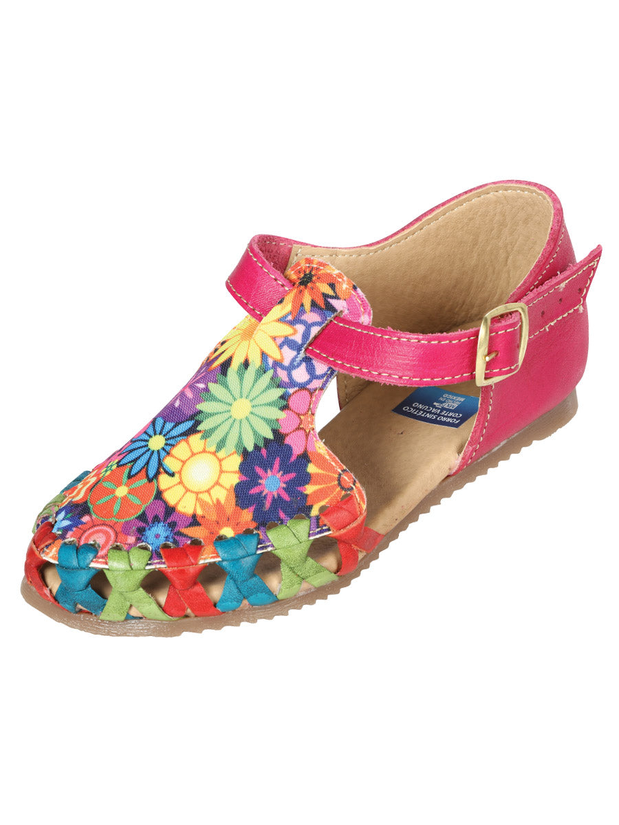 Sandalias Mexicanas Artesanales Piel Fucsia 603282