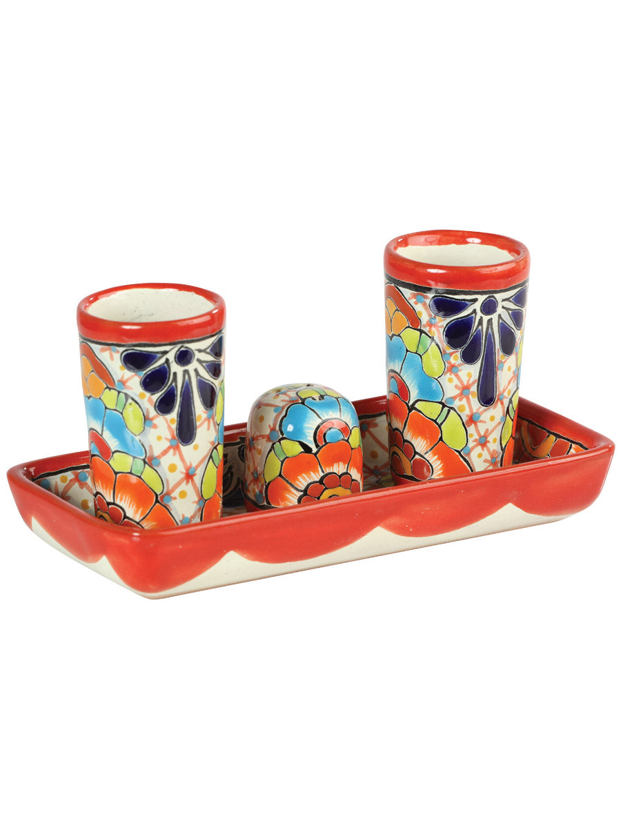Juego de Vasos Chupitos de Tequila Artesanal Talavera Multicolor 603310