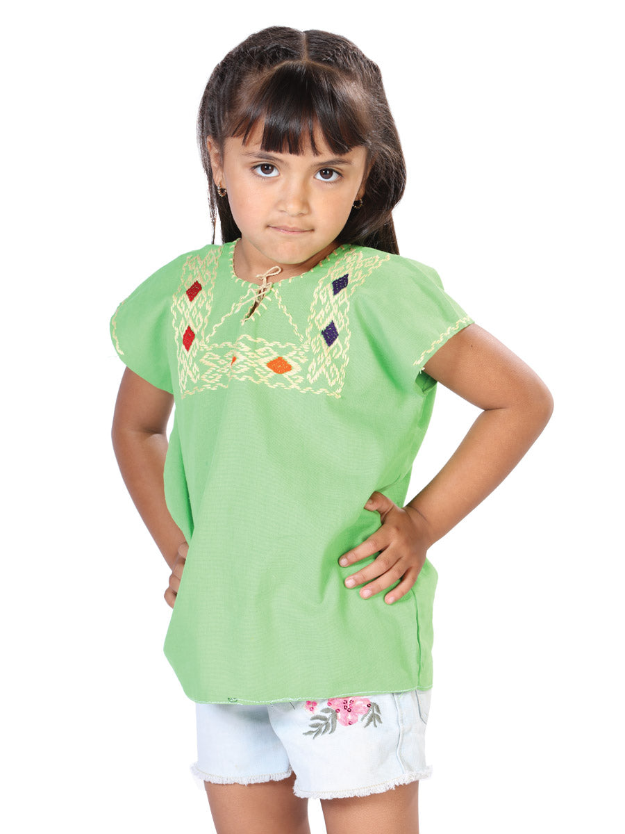 Blusa Bordada Artesanal 100% Algodón Verde 603595