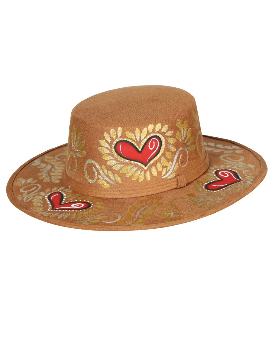 Sombrero artesanal mexicano pintado a mano de gamuza negra 603723