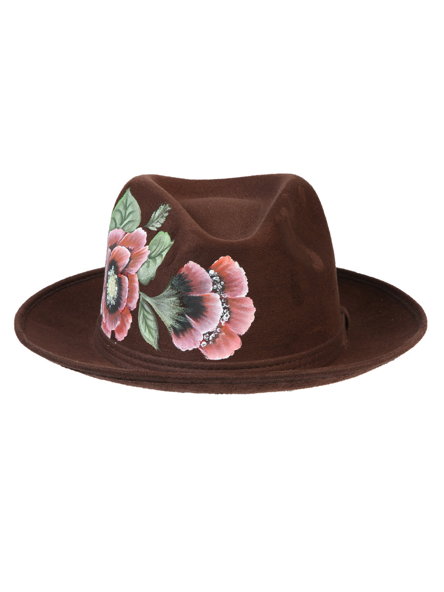 Sombrero Artesanal Pintado a Mano Gamuza Marrón 603822
