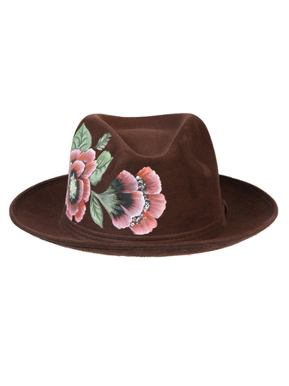 Sombrero Artesanal Pintado a Mano Gamuza Marrón 603822