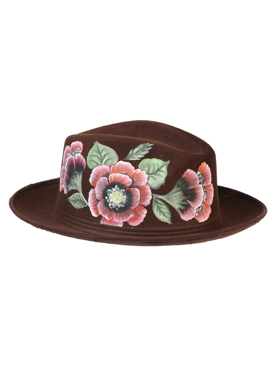 Sombrero Artesanal Pintado a Mano Gamuza Marrón 603822