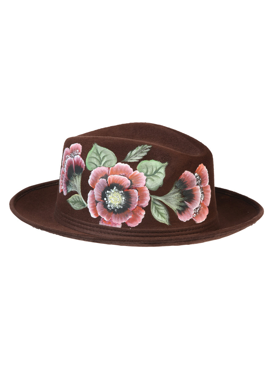 Sombrero Artesanal Pintado a Mano Gamuza Marrón 603822