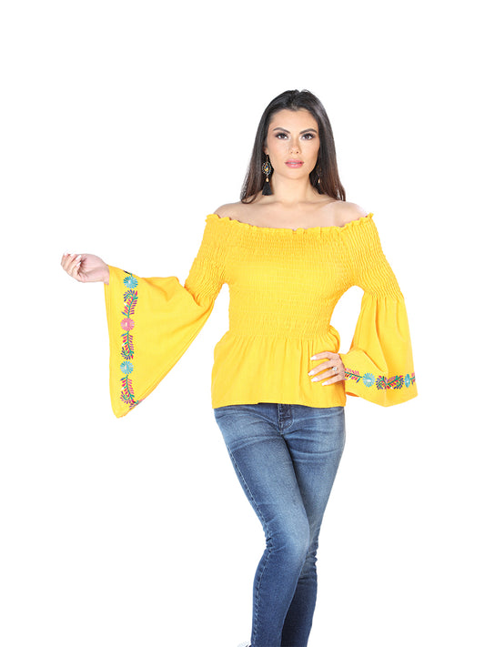 Blusa Bordada Artesanal 100% Algodón Amarillo 603899