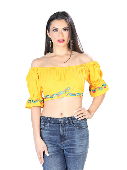 Blusa Bordada Artesanal 100% Algodón Amarillo 603905