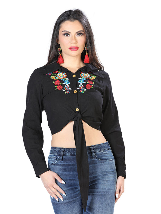 Blusa Bordada Artesanal 100% Algodón Negra 603907