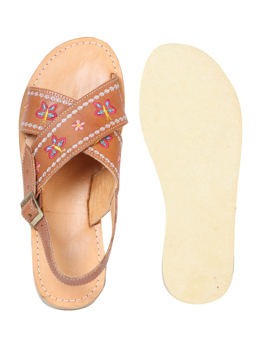 Sandalias artesanales mexicas de piel con tira 603928