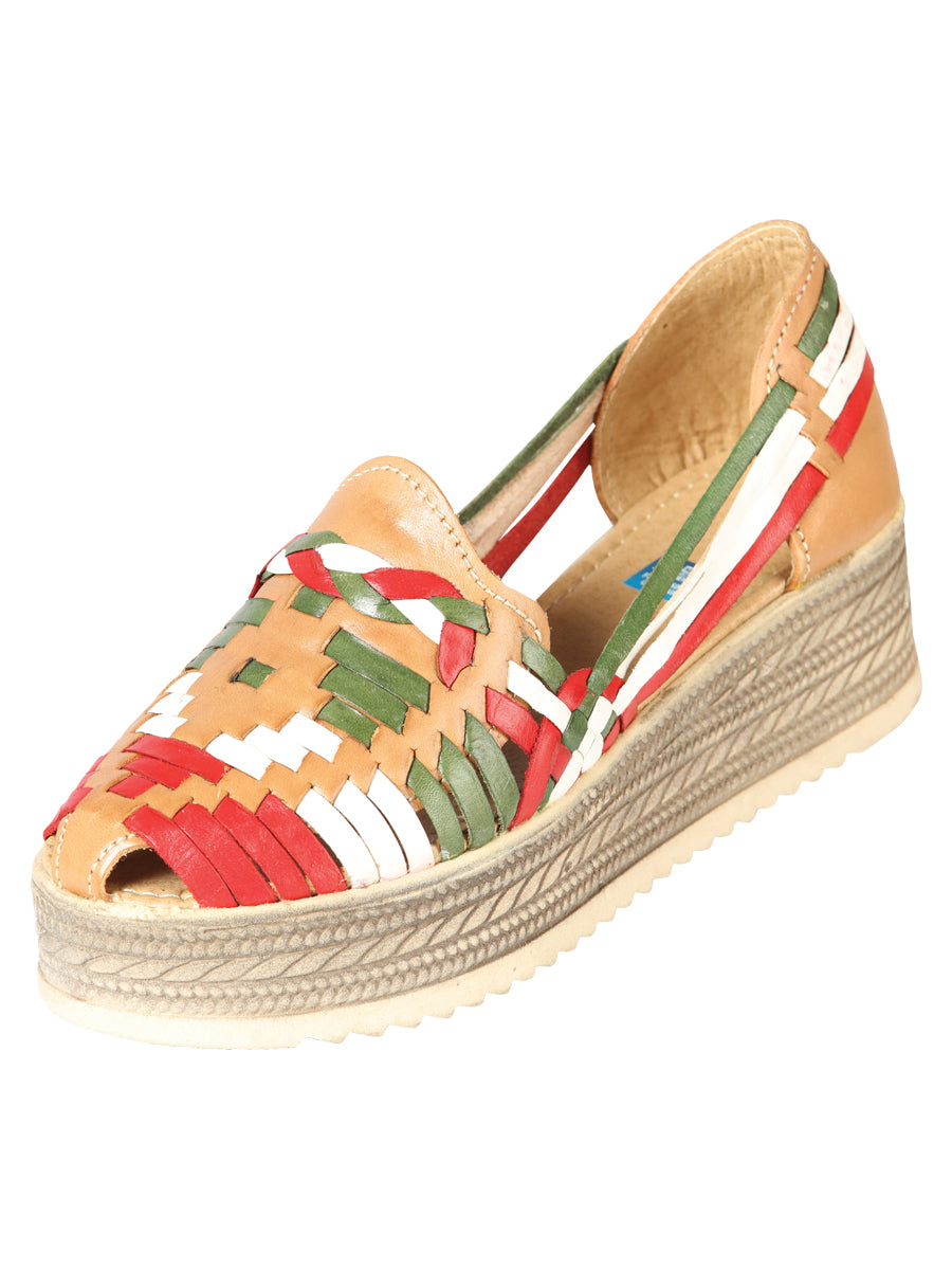 Sandalias Artesanales Mexicanas de Piel Tricolor 603942