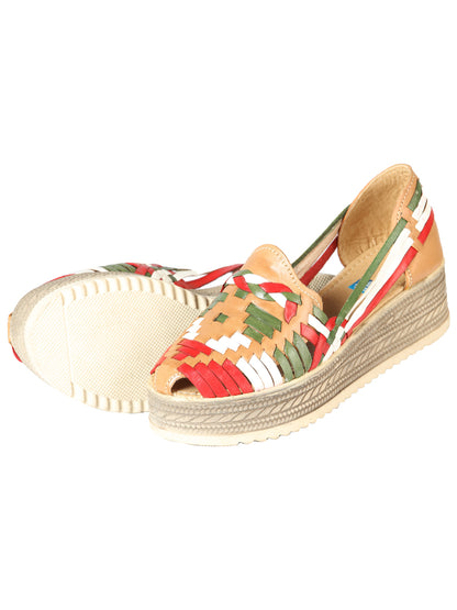 Sandalias Artesanales Mexicanas de Piel Tricolor 603942