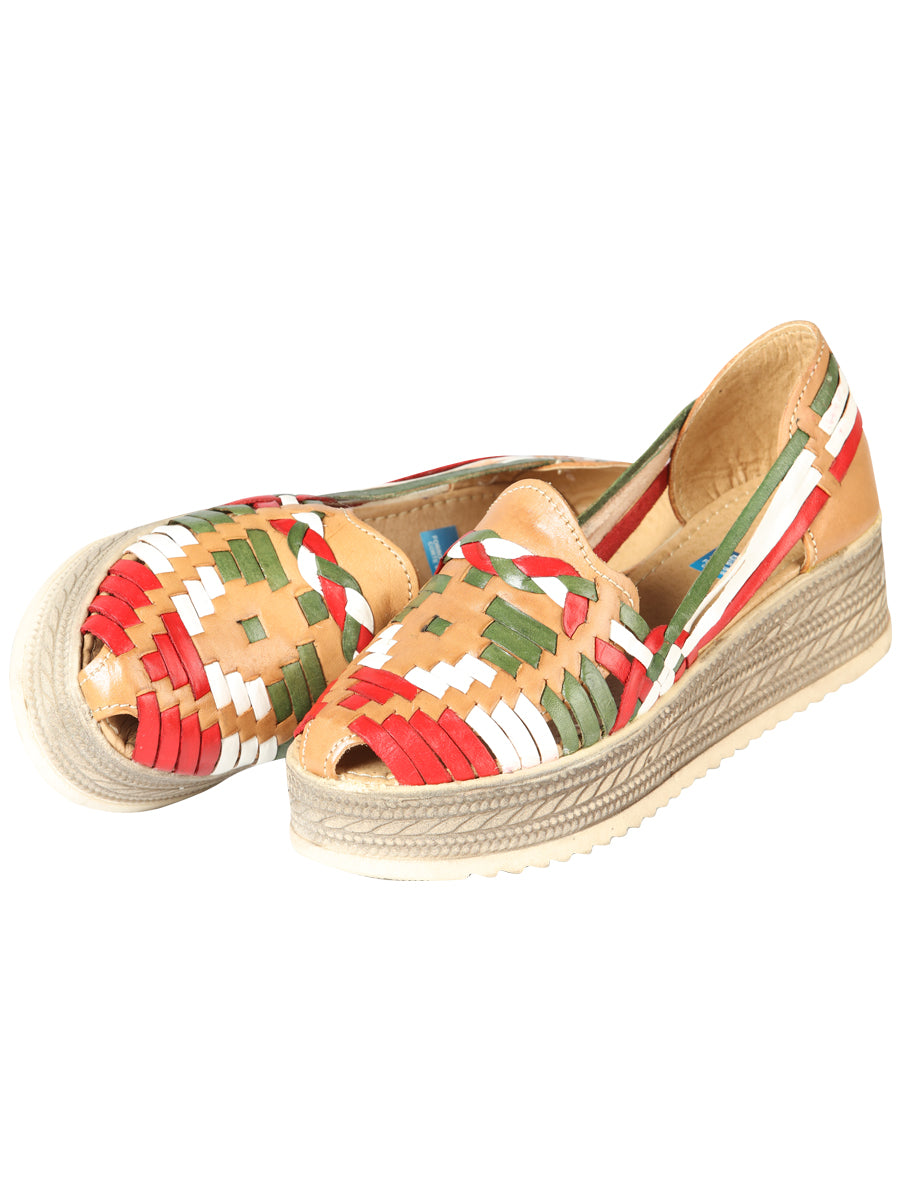 Sandalias Artesanales Mexicanas de Piel Tricolor 603942