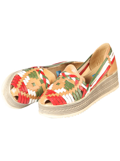 Sandalias Artesanales Mexicanas de Piel Tricolor 603942