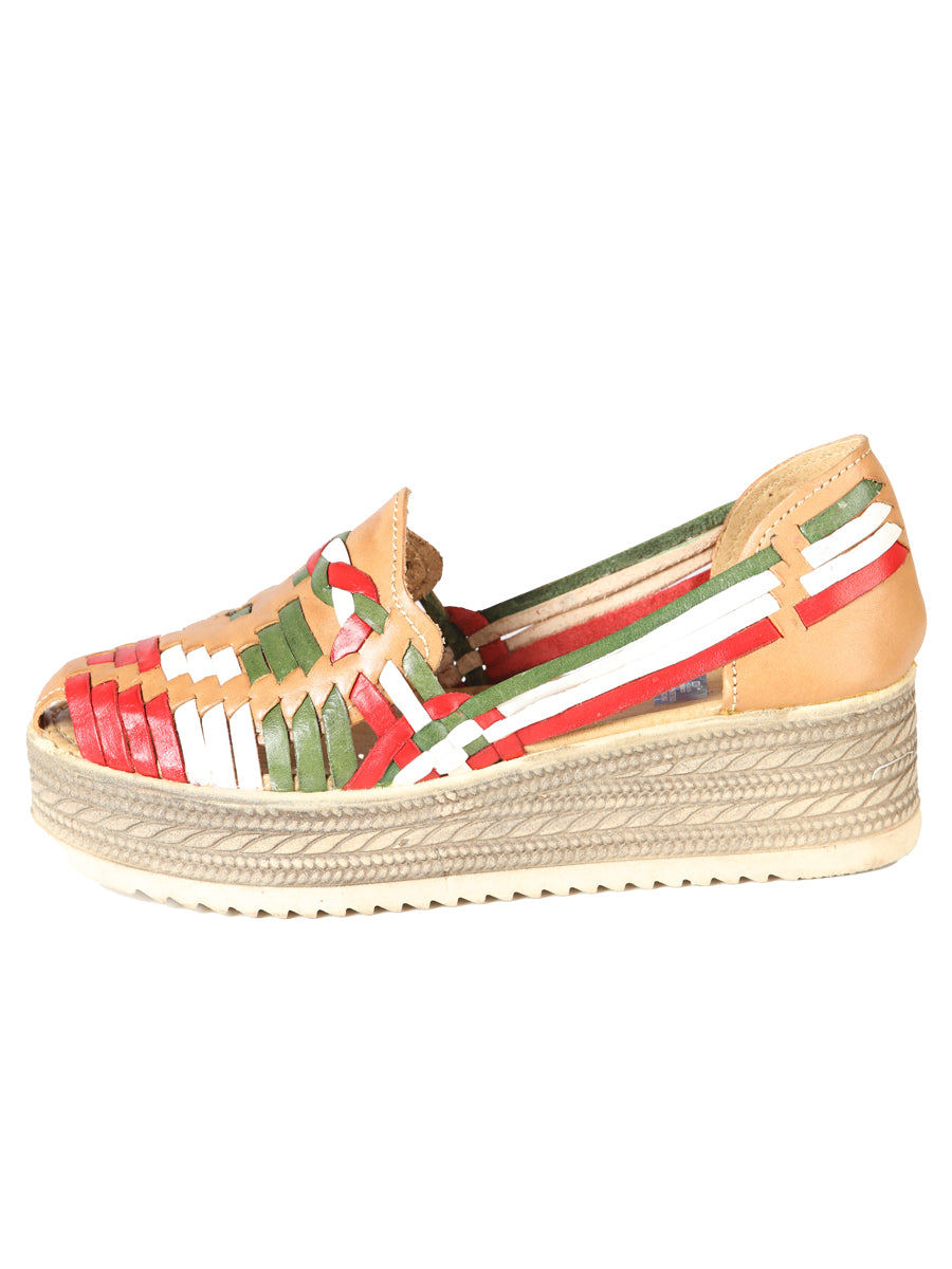 Sandalias Artesanales Mexicanas de Piel Tricolor 603942