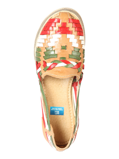 Sandalias Artesanales Mexicanas de Piel Tricolor 603942