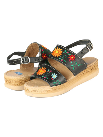Sandalias Artesanales Mexica Piel Negra 603953