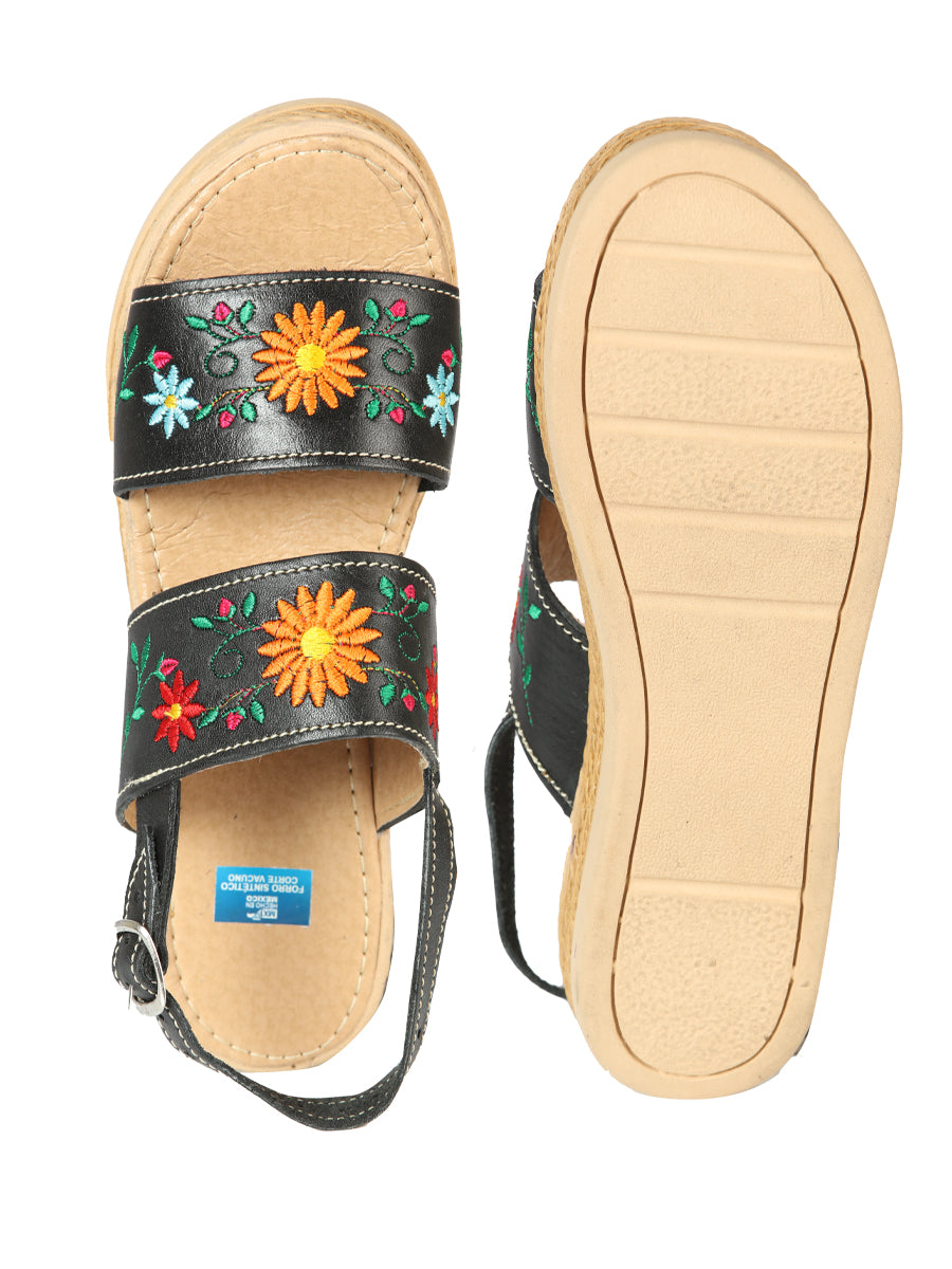Sandalias Artesanales Mexica Piel Negra 603953