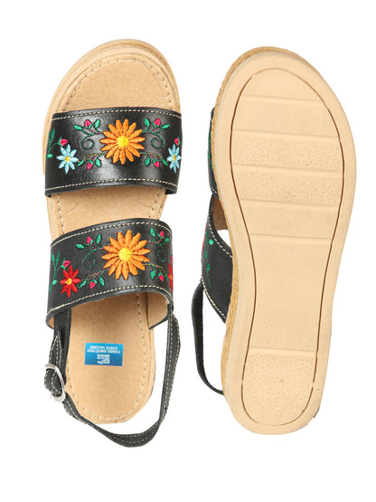 Sandalias Artesanales Mexica Piel Negra 603953