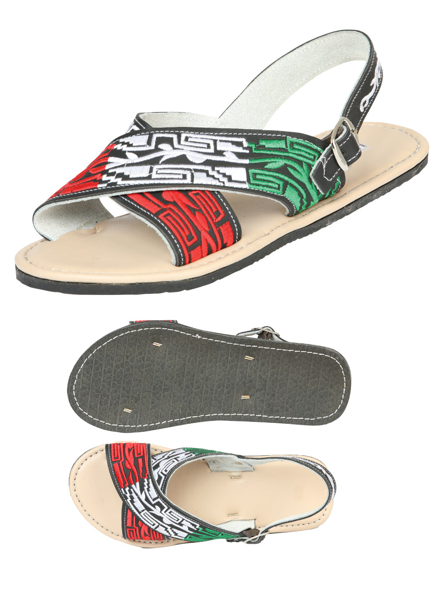 Sandalias Artesanales Mexicanas 50% Piel, 50% Sintético Negro 603955